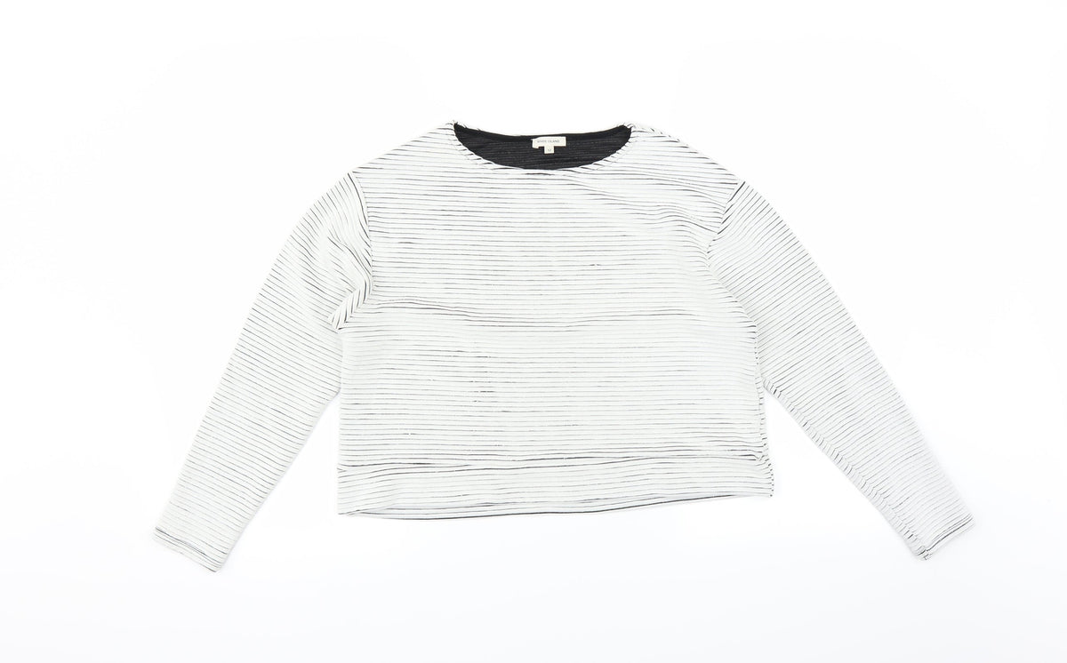 Additional front view of River Island women’s white striped jumper, size UK 12, - cropped
