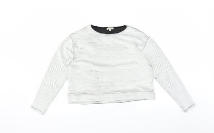 Additional front view of River Island women’s white striped jumper, size UK 12, - cropped
