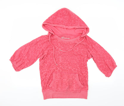 Internationale Womens Pink Animal Print  Pullover Hoodie Size 8