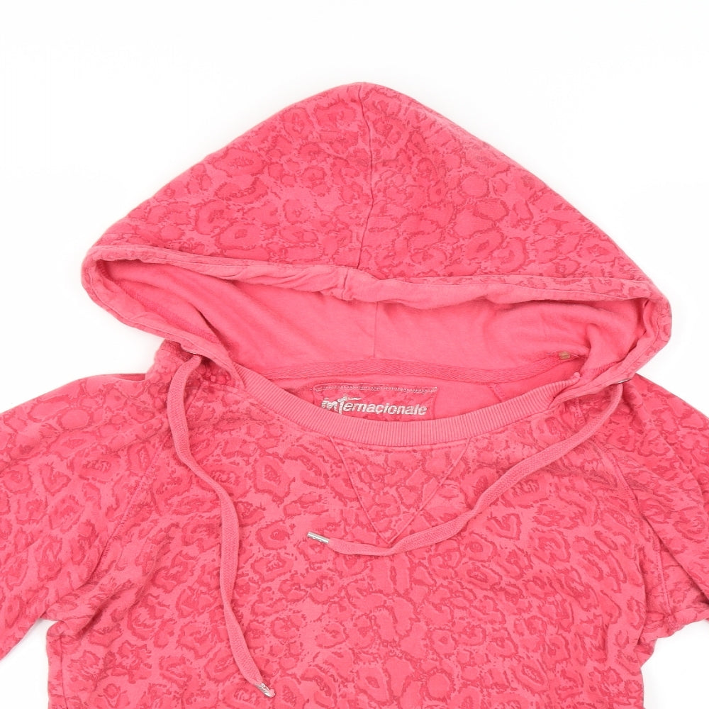 Internationale Womens Pink Animal Print  Pullover Hoodie Size 8
