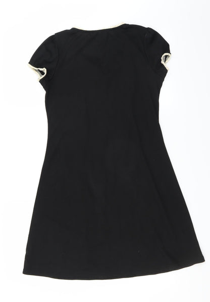 Stella Womens Black Floral  T-Shirt Dress  Size M