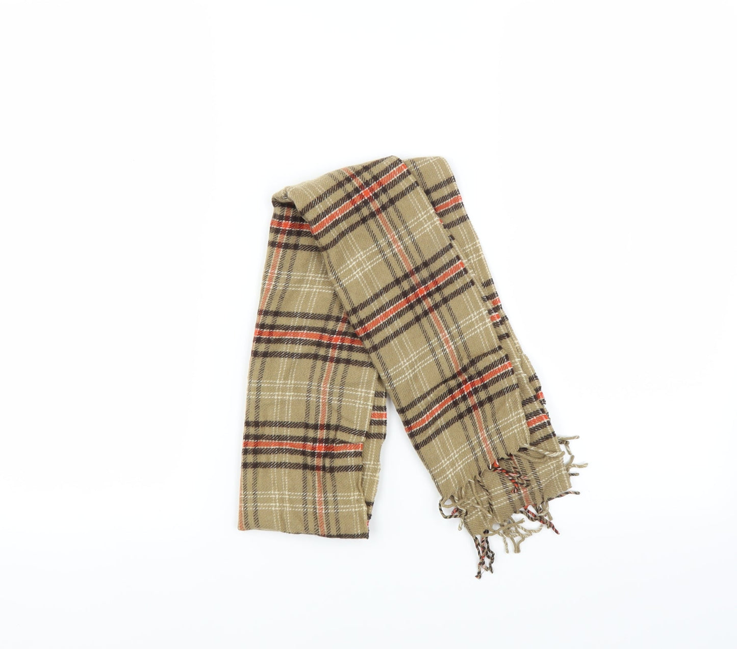 Preworn Unisex Brown Plaid   Scarf