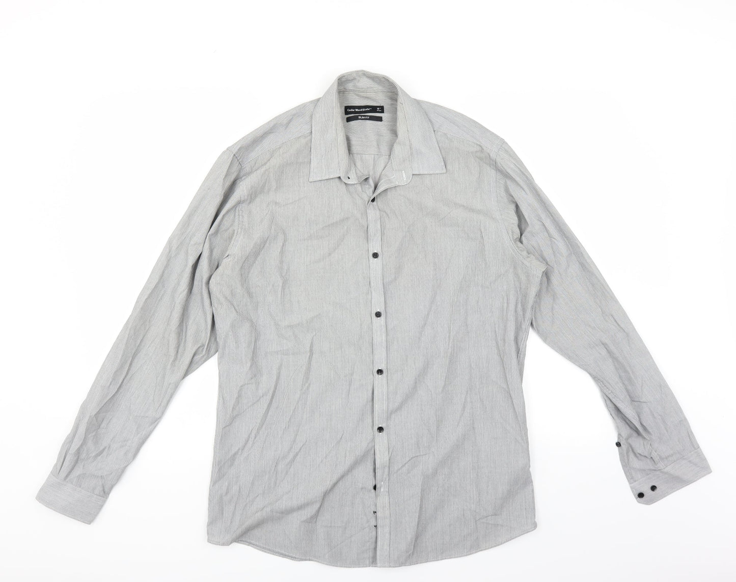 Mens UK Collar Size 16 Cedar Wood State Smart Grey  Dress Shirt