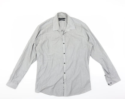 Mens UK Collar Size 16 Cedar Wood State Smart Grey  Dress Shirt