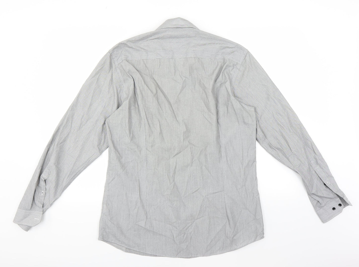 Mens UK Collar Size 16 Cedar Wood State Smart Grey  Dress Shirt