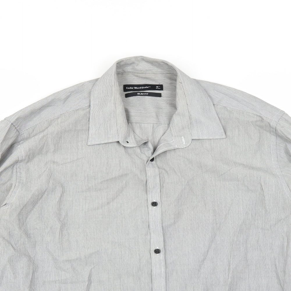 Mens UK Collar Size 16 Cedar Wood State Smart Grey  Dress Shirt
