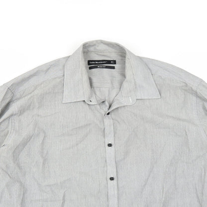 Mens UK Collar Size 16 Cedar Wood State Smart Grey  Dress Shirt