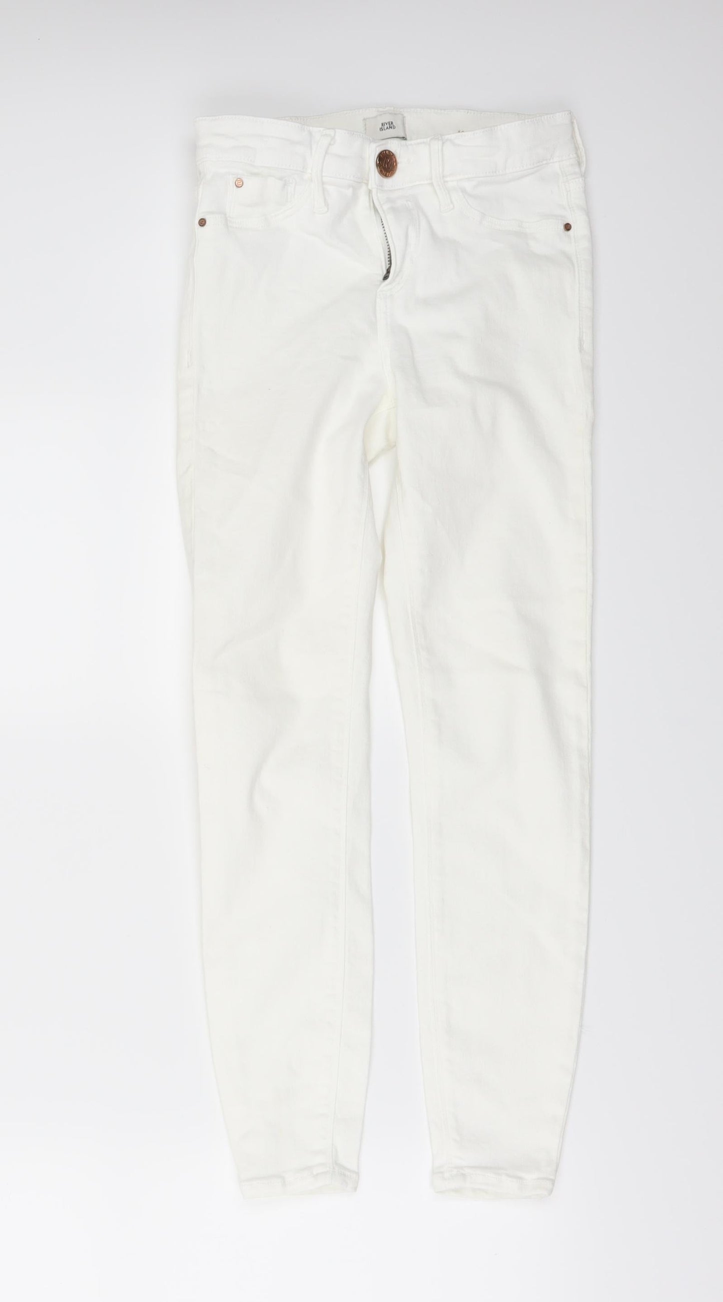 River Island Womens White  Denim Skinny Jeans Size 6 L24 in