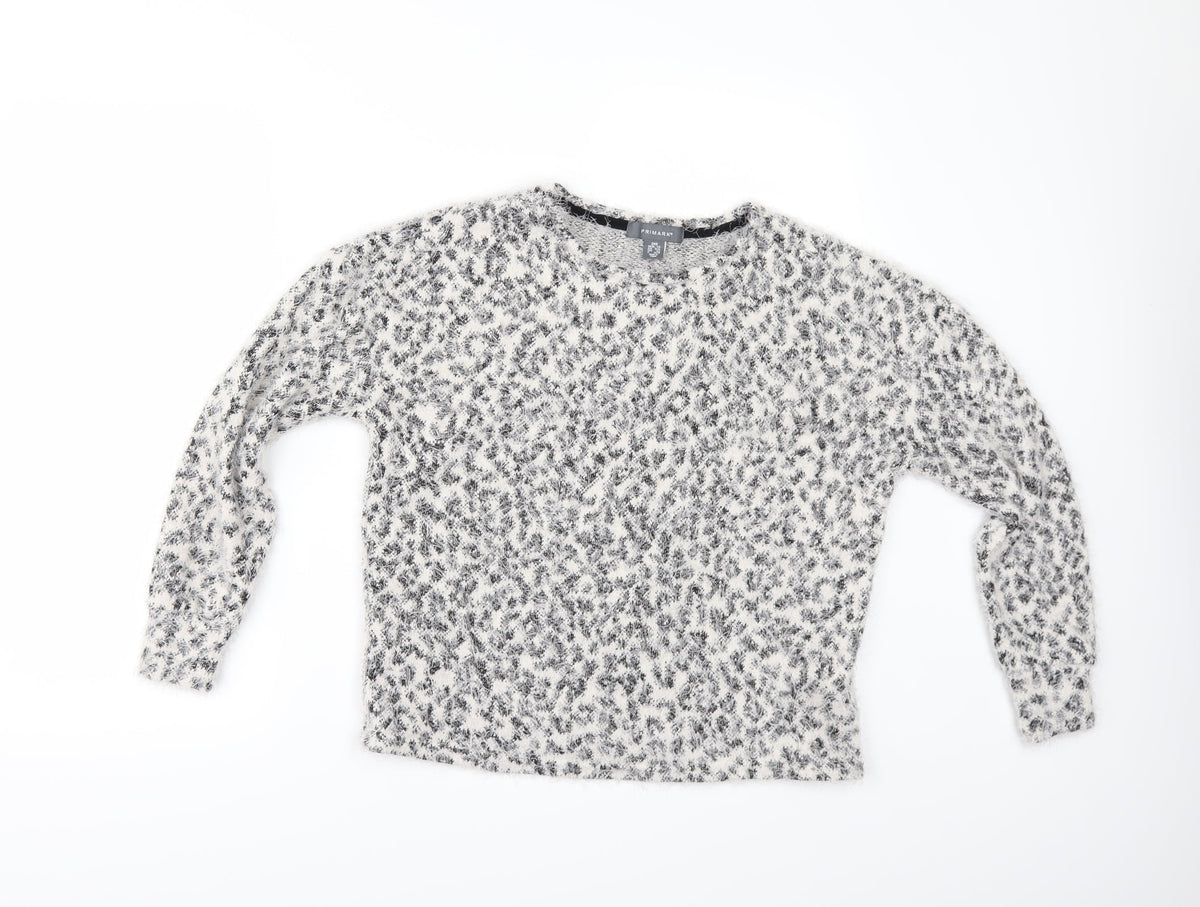 Additional front view of Primark women’s white animal print jumper size 2xs