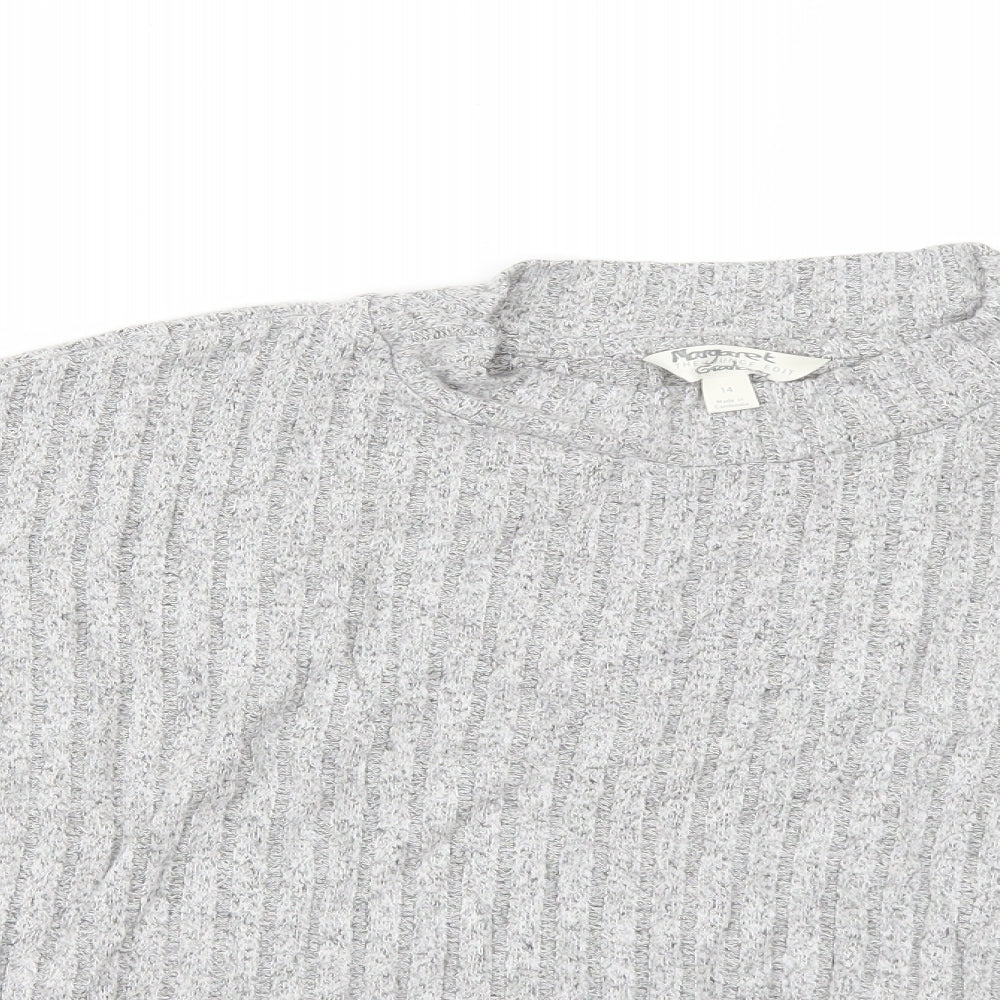 Close-up detail of Marks & Spencer women’s grey jumper, size UK 14