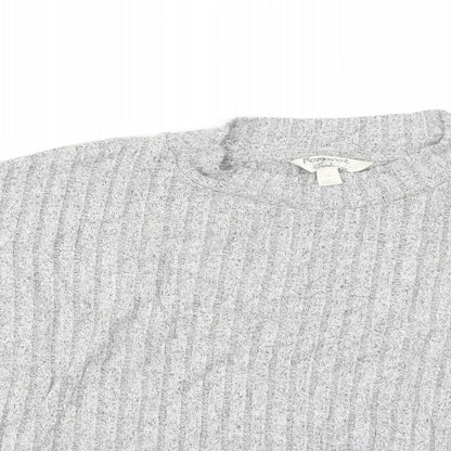 Close-up detail of Marks & Spencer women’s grey jumper, size UK 14