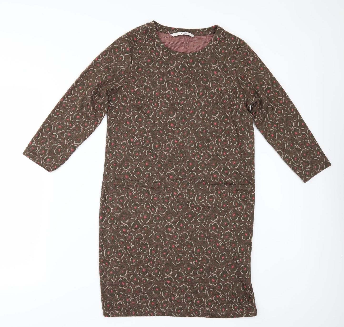 TU Womens Brown Floral  Jumper Dress  Size 8