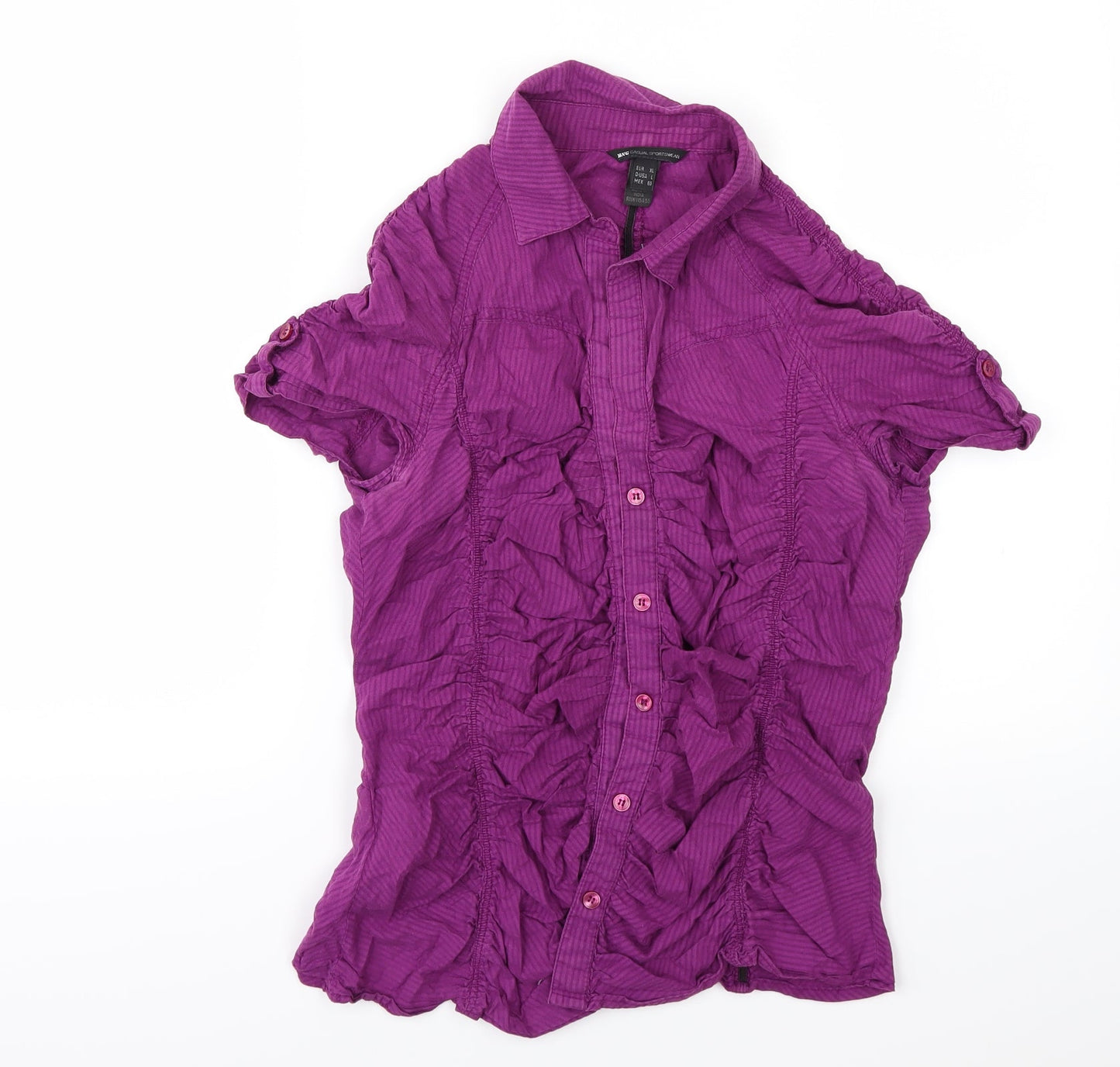 Womens UK Size XL MNG Purple Tunic Button-Up