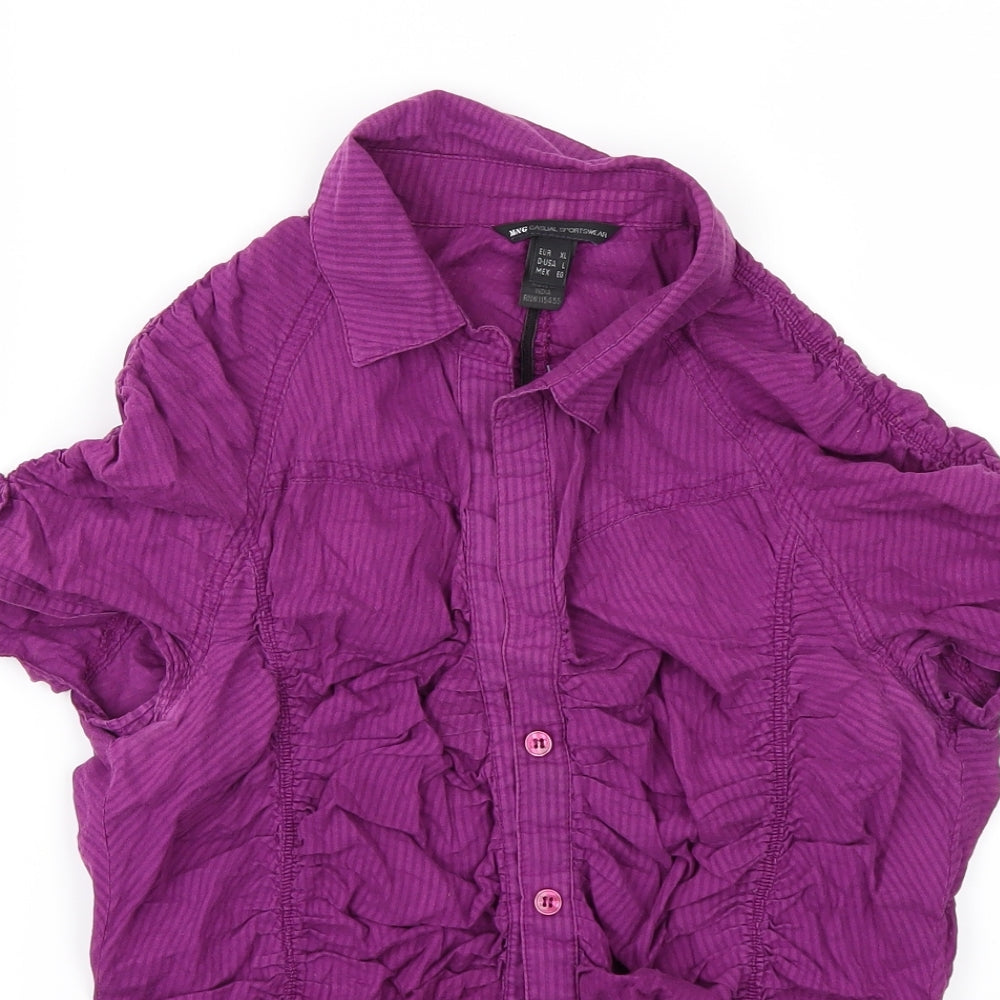 Womens UK Size XL MNG Purple Tunic Button-Up