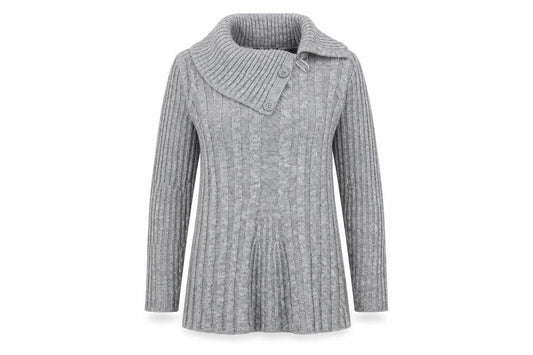 Front view of Bonmarché women’s grey knit jumper, size S