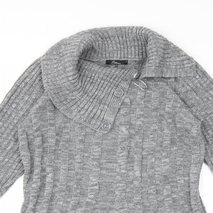 Close-up detail of Bonmarché women’s grey knit jumper, size S