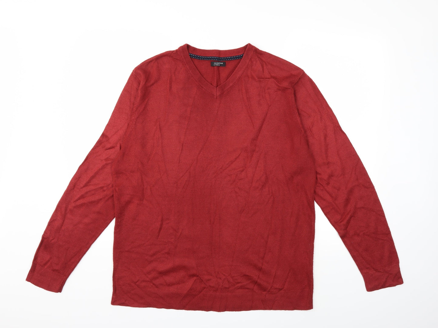 M&Co Mens Red  Knit Pullover Jumper Size L