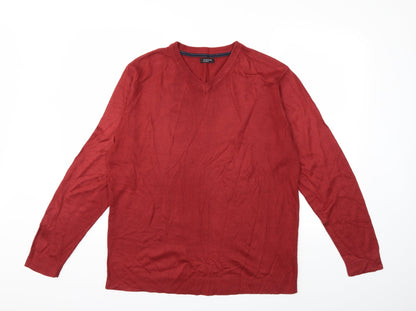 M&Co Mens Red  Knit Pullover Jumper Size L
