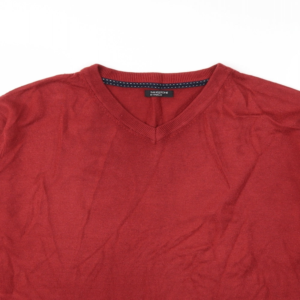 M&Co Mens Red  Knit Pullover Jumper Size L