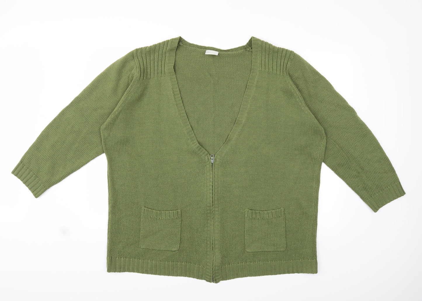 Preworn Womens Green  Knit Cardigan Jumper Size 2XL
