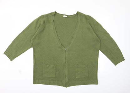 Preworn Womens Green  Knit Cardigan Jumper Size 2XL
