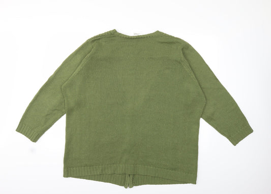 Preworn Womens Green  Knit Cardigan Jumper Size 2XL