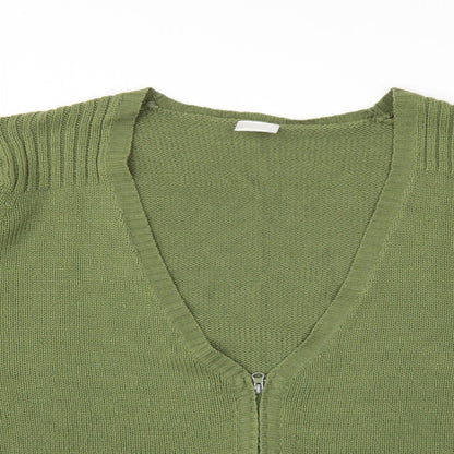 Preworn Womens Green  Knit Cardigan Jumper Size 2XL