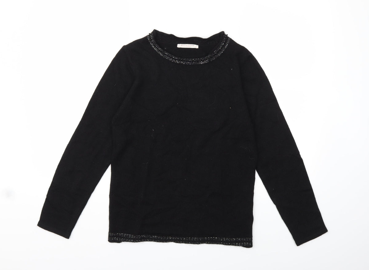 Front view of anna rose women’s black knit jumper, size S