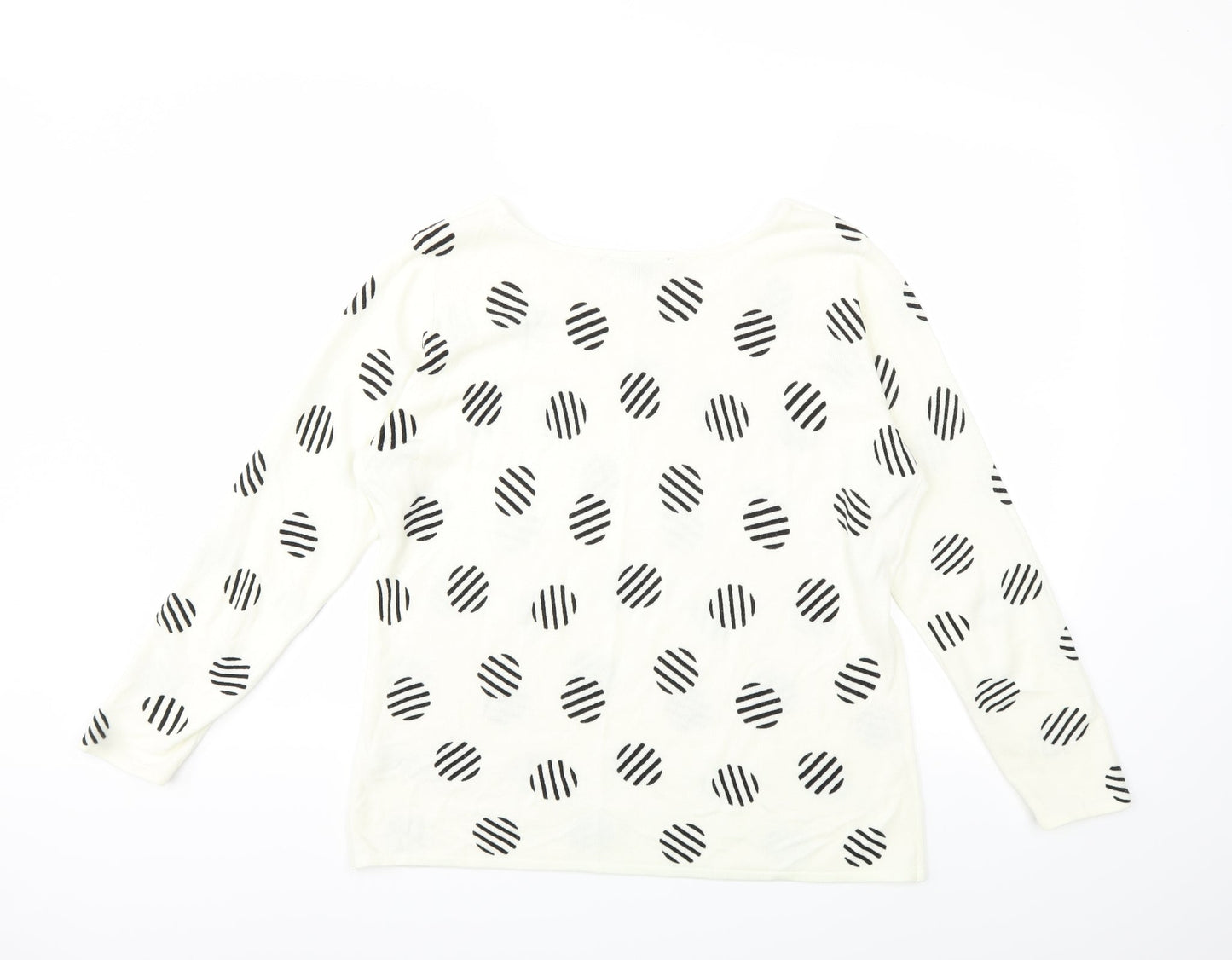 Preworn Womens Beige Polka Dot Knit Pullover Jumper Size 14