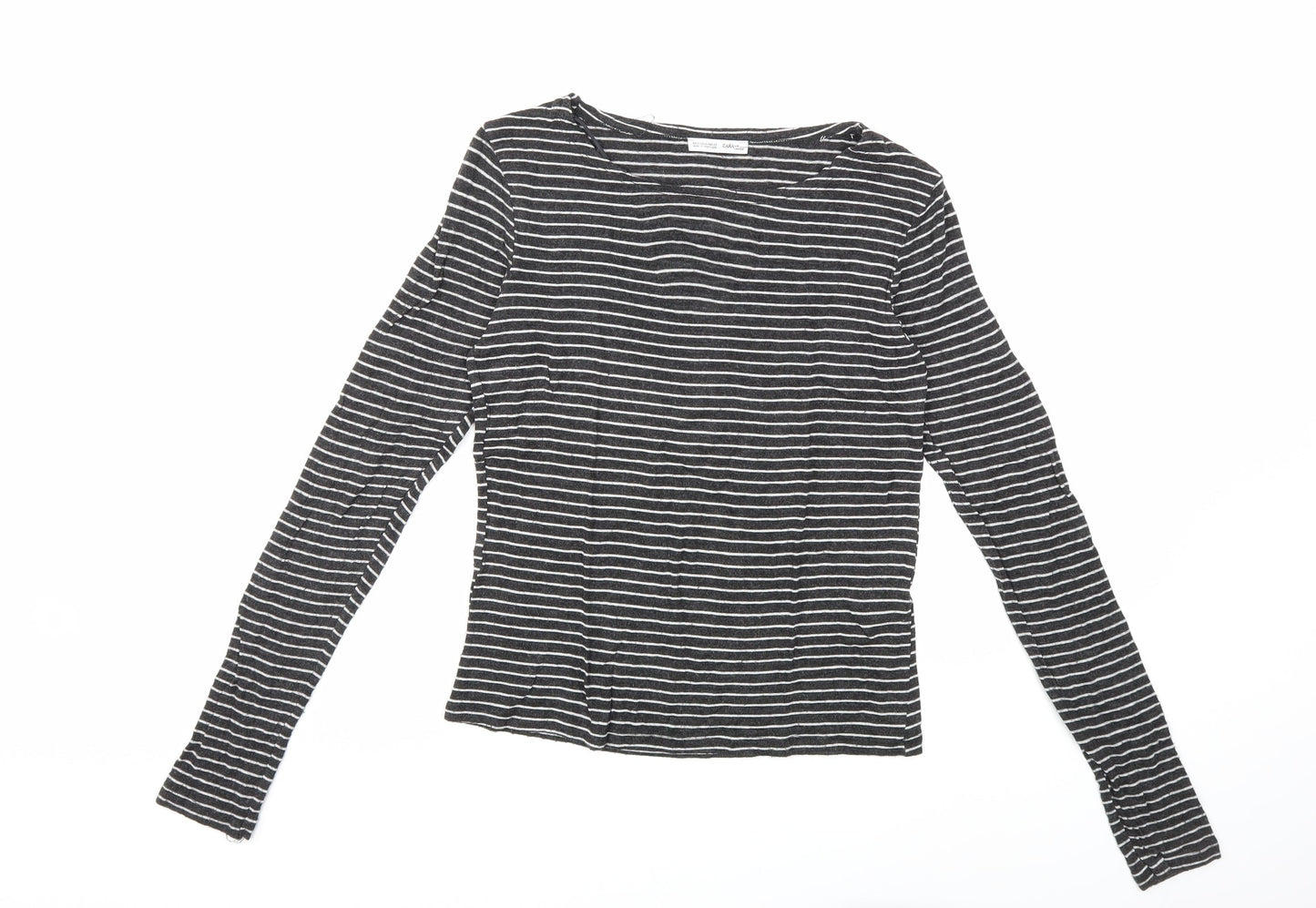 Womens UK Size S Zara Black Basic T-Shirt