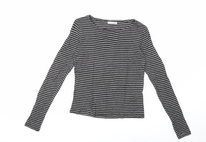Womens UK Size S Zara Black Basic T-Shirt
