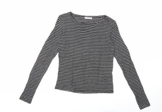 Womens UK Size S Zara Black Basic T-Shirt