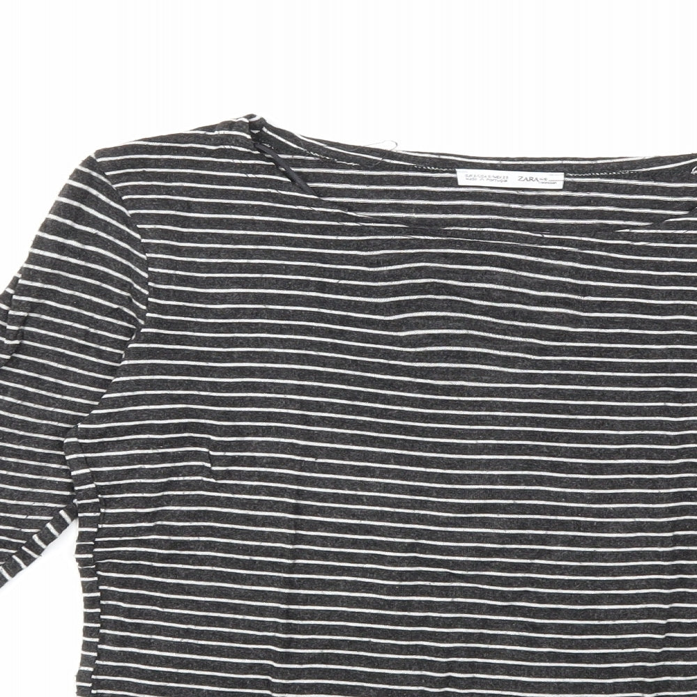 Womens UK Size S Zara Black Basic T-Shirt