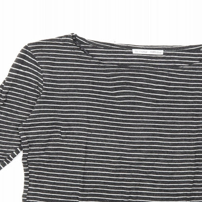 Womens UK Size S Zara Black Basic T-Shirt