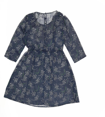 Preworn Womens Blue Floral  Fit & Flare  Size 8