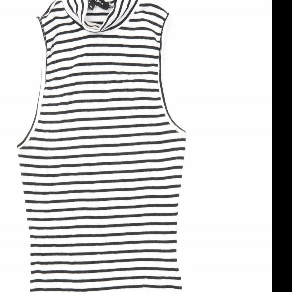 Womens UK Size 10 New Look White Basic Tank