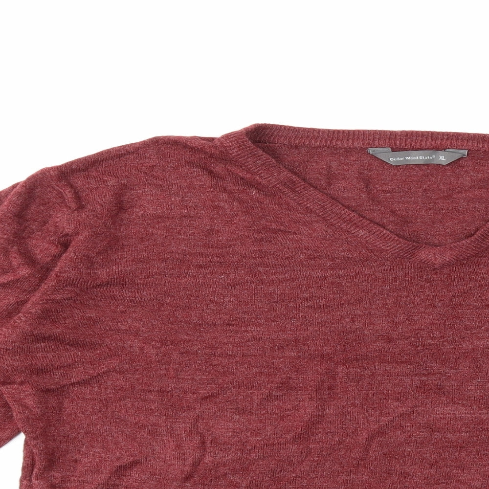 Cedar Wood State Mens Red  Knit Pullover Jumper Size XL