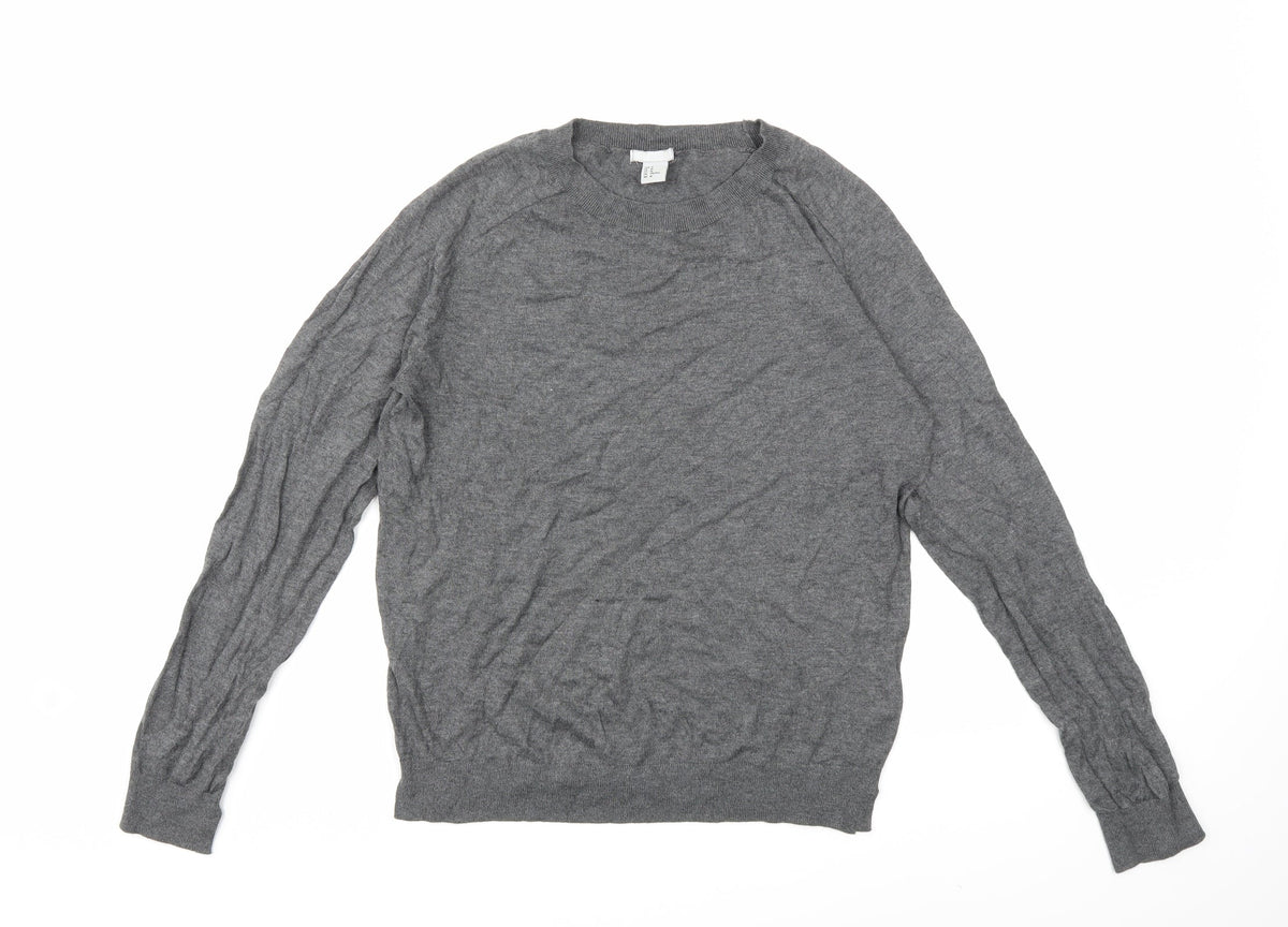 Front view of H&M women’s grey knit jumper, size M