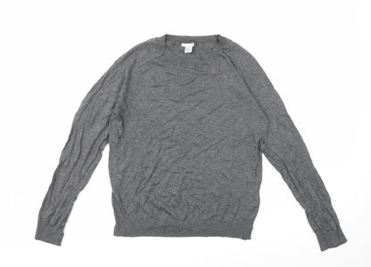 Front view of H&M women’s grey knit jumper, size M