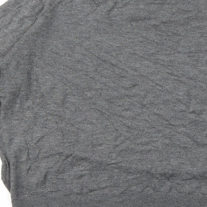Brand and care label for H&M women’s grey knit jumper, size M