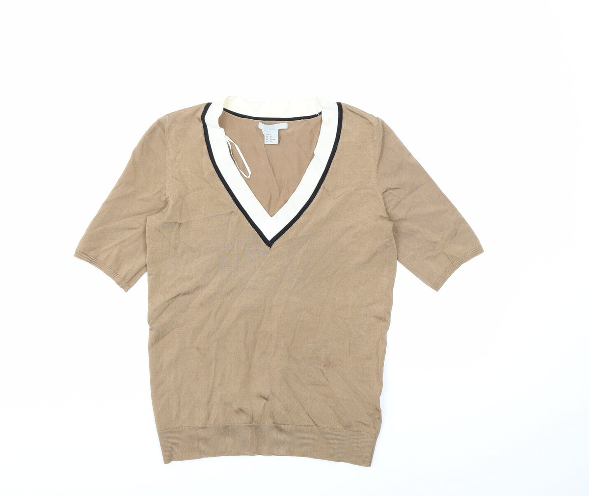 Additional front view of H&M women’s brown knit jumper, size XS