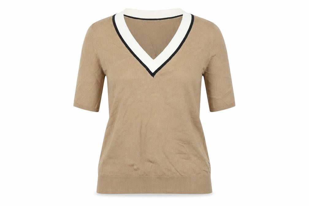 Front view of H&M women’s brown knit jumper, size XS