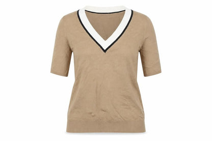 Front view of H&M women’s brown knit jumper, size XS