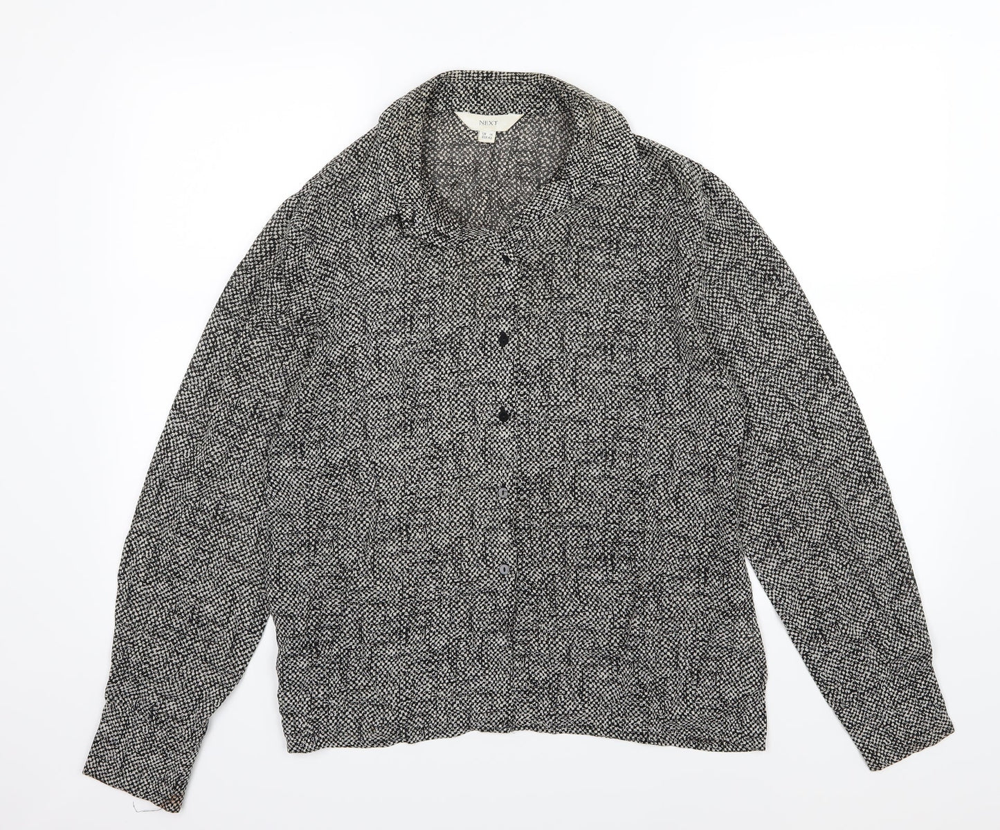 Womens UK Size 14 NEXT Black Basic Button-Up