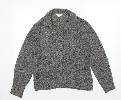 Womens UK Size 14 NEXT Black Basic Button-Up