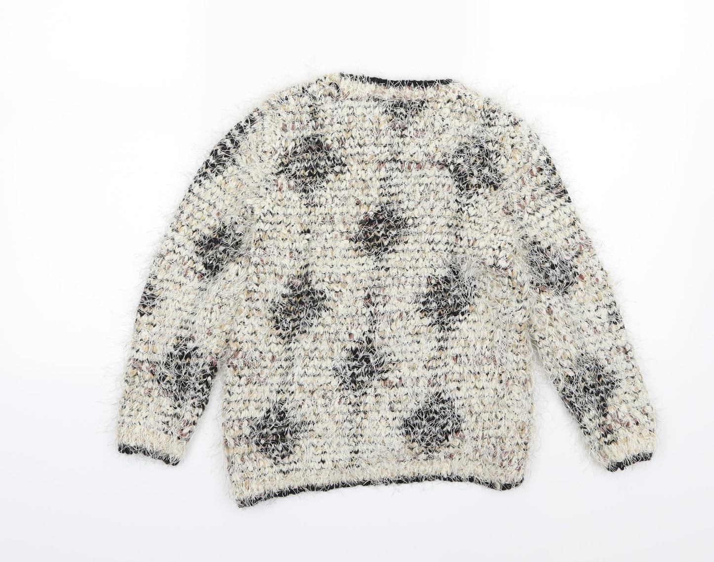 Matalan Girls Beige Argyle/Diamond Knit Pullover Jumper Size 8-9 Years