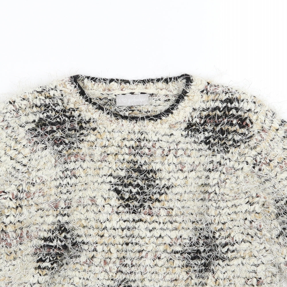 Matalan Girls Beige Argyle/Diamond Knit Pullover Jumper Size 8-9 Years