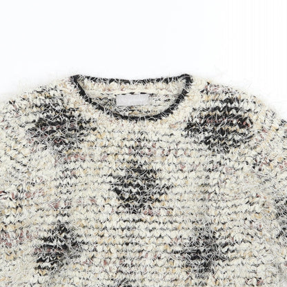 Matalan Girls Beige Argyle/Diamond Knit Pullover Jumper Size 8-9 Years