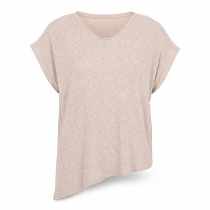 Front view of Zara women’s pink knit jumper, size S, - asymmetric hem