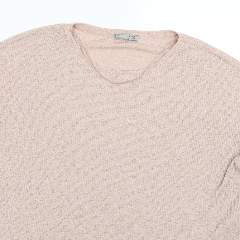Zara Womens Pink  Knit Pullover Jumper Size S  - Asymmetric Hem